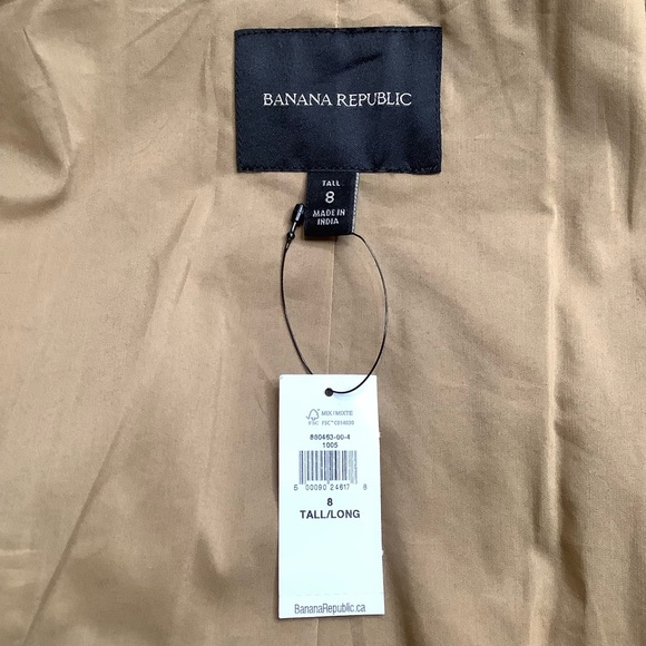 BANANA REPUBLIC Tan Voyage Safari Jacket Belted Size 8 Tall - Picture 13 of 16